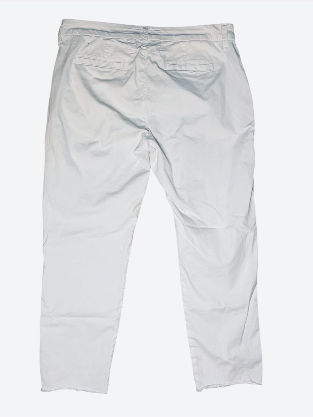 Frank & Eileen Wicklow Italian Cotton Chino Cropped Pants White 8 Raw Hem - Picture 5 of 8